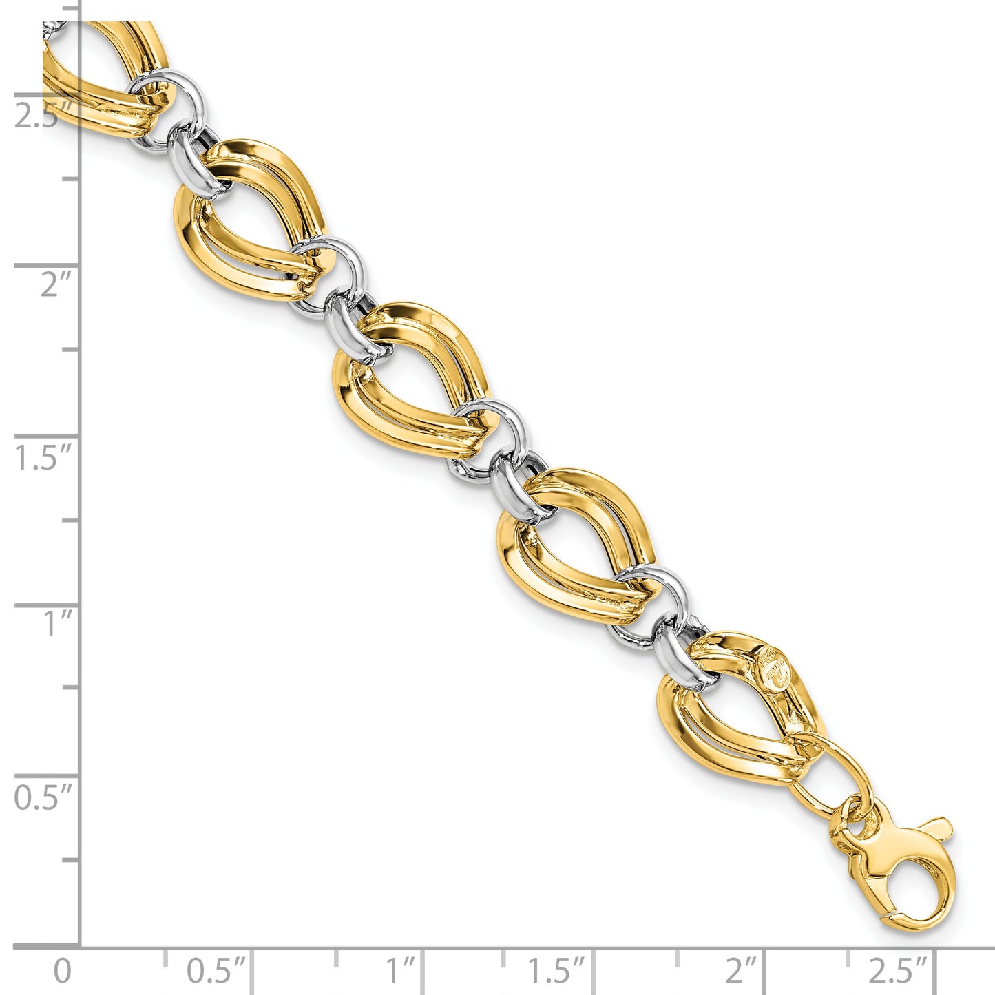 Leslie's 14K Two-tone Polished Fancy Link Bracelet