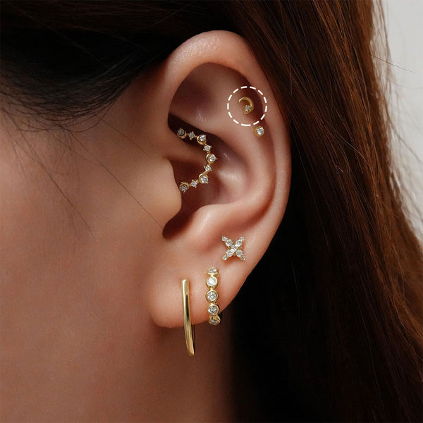 LIORA | Half Moon Lab Grown Diamond Threaded with Flatback