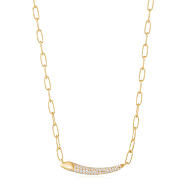 Gold Pavé Bar Chain Necklace