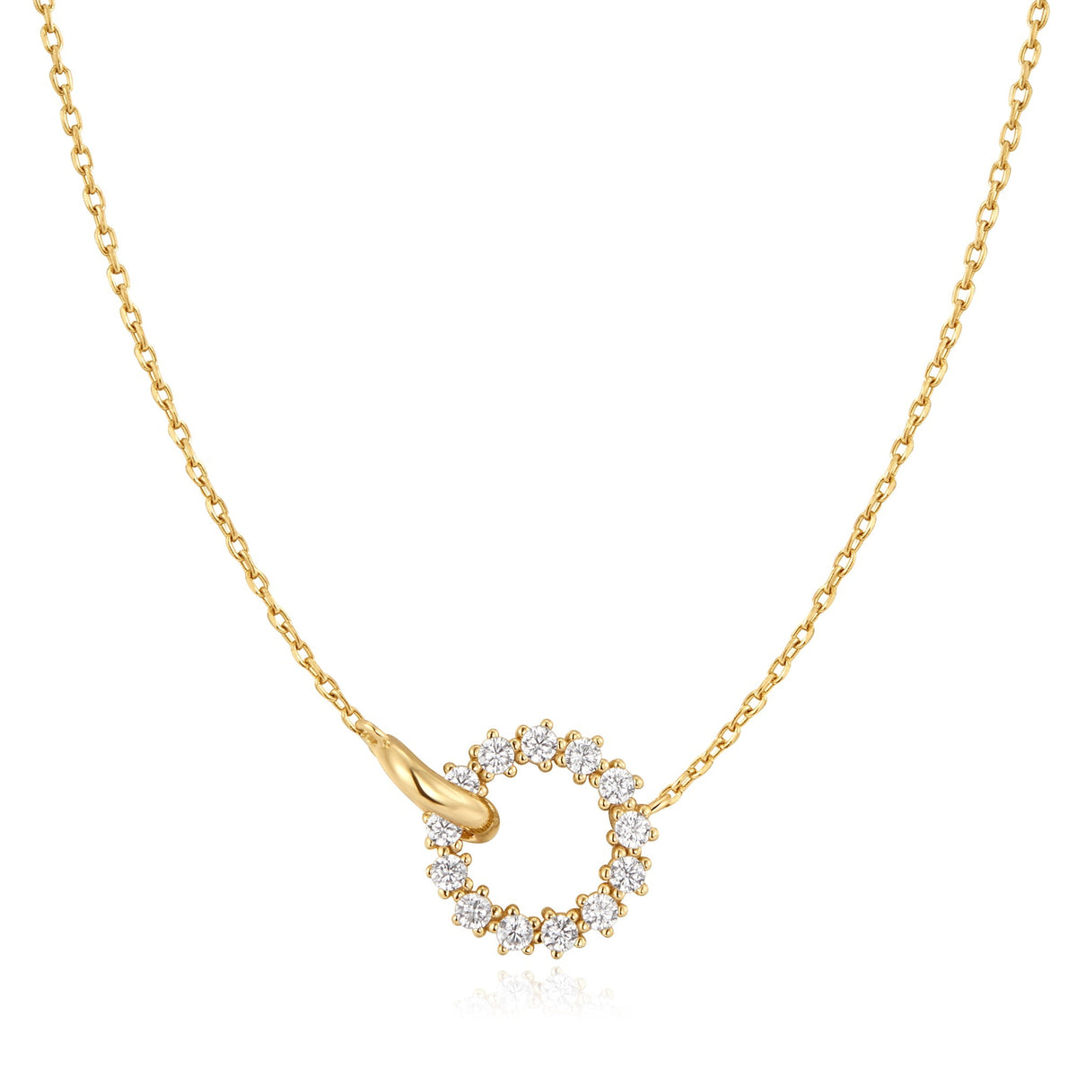 Gold Interlinked Circles Pav¨¦ Necklace