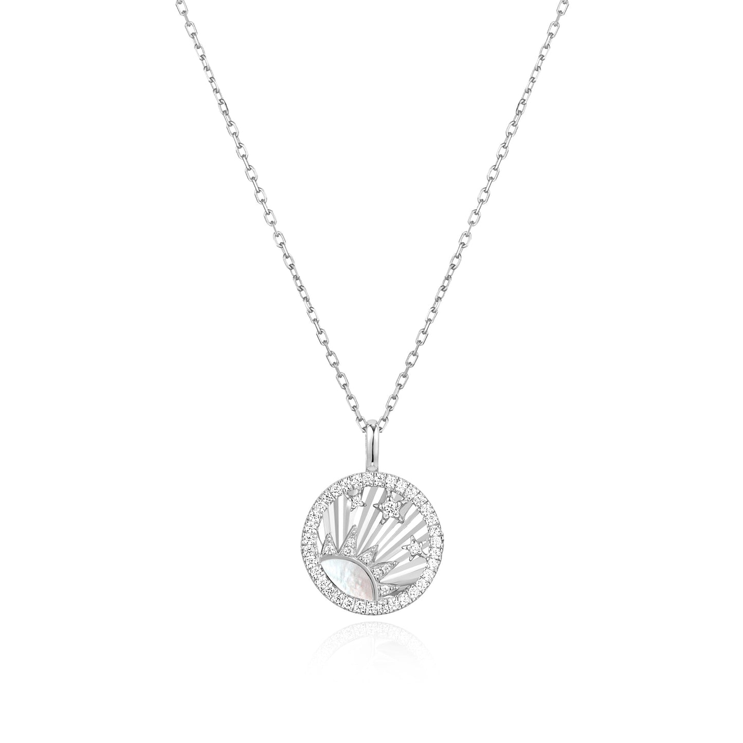 Silver Shiny Sun Star Necklace