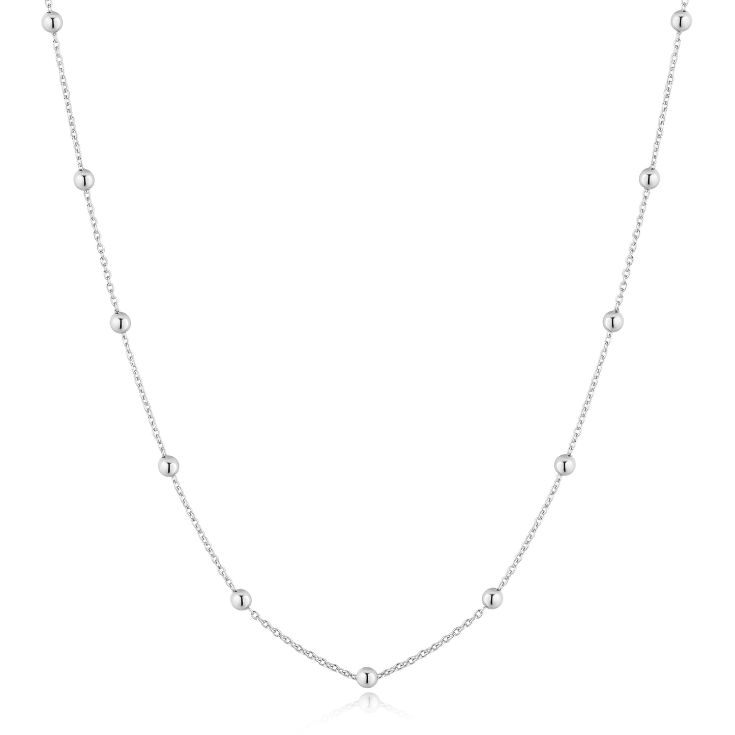 Silver Bobble Long Chain Necklace