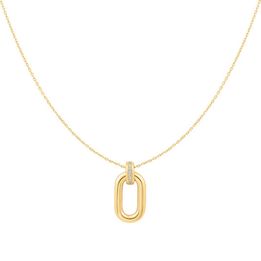 Gold Oval Hoop Pendant Necklace