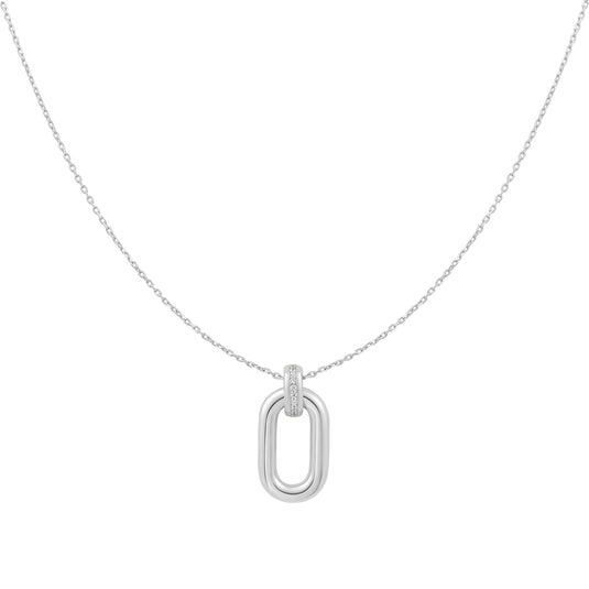 Silver Oval Hoop Pendant Necklace