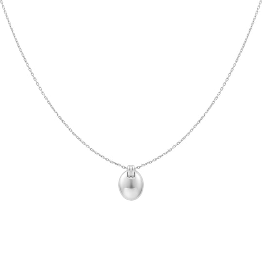 Silver Oval Charm Necklace