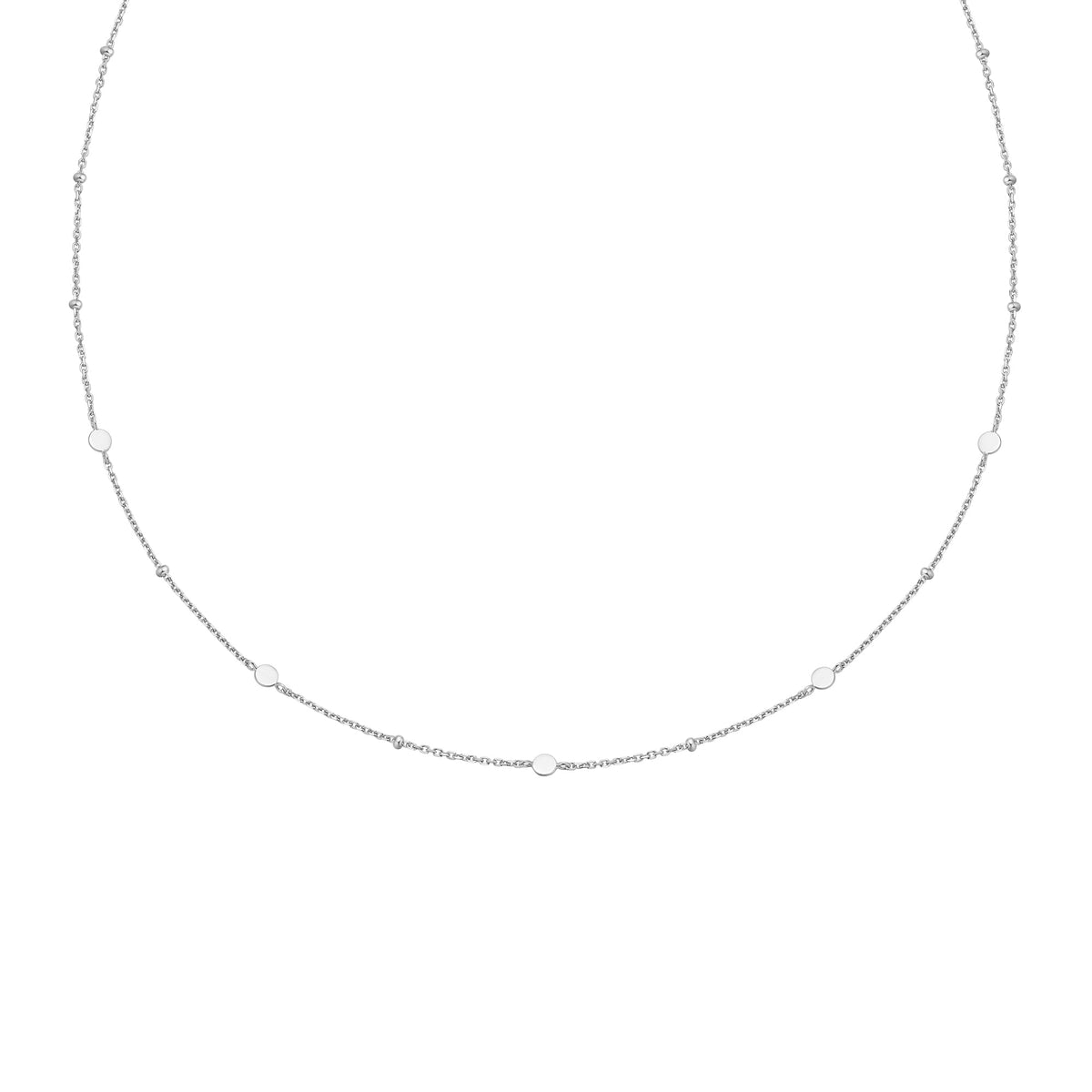 Silver Disc Station Necklace