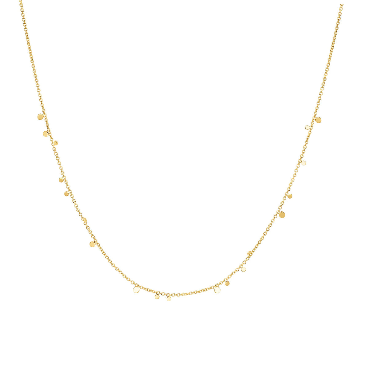 Gold Mini Disc Drop Stacking Necklace