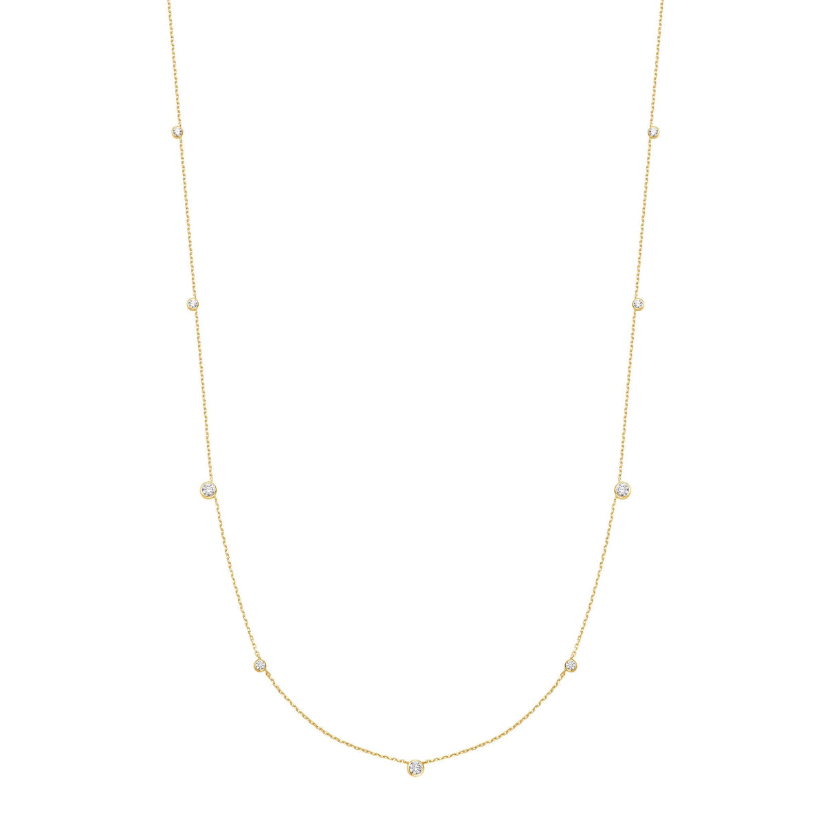 Gold Bezel Cubic Zirconia Station Necklace
