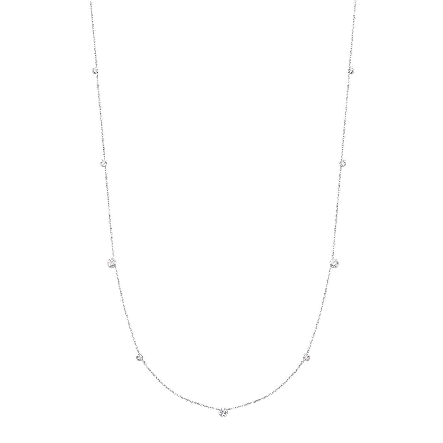 Silver Bezel Cubic Zirconia Station Necklace