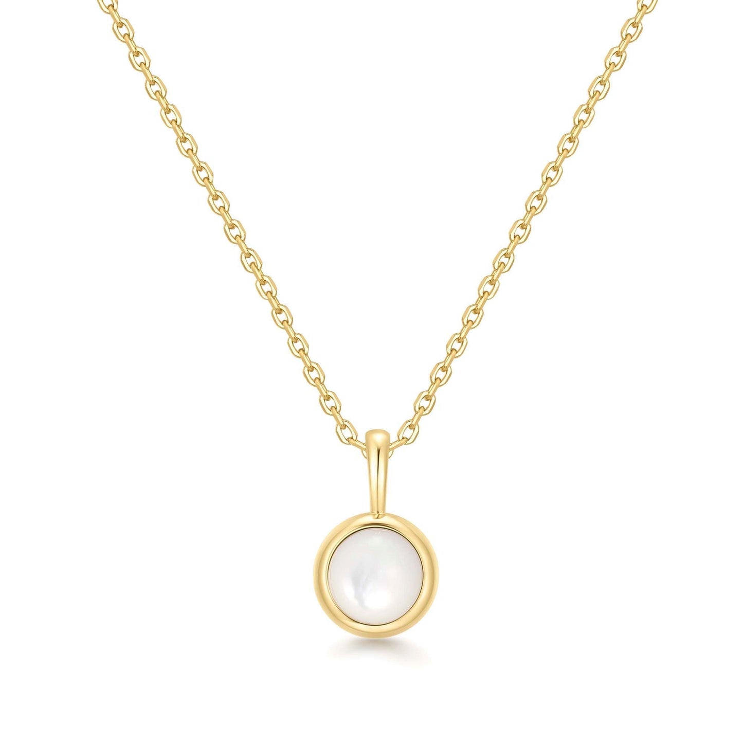 Gold Mother of Pearl Pendant Necklace