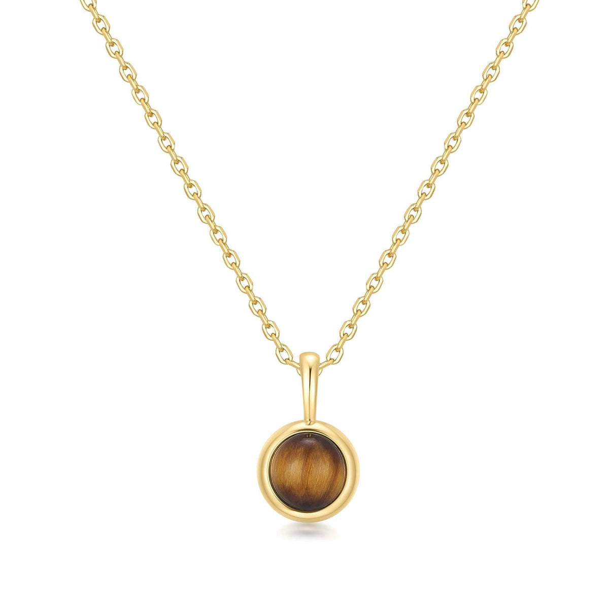 Gold Tiger Eye Pendant Necklace