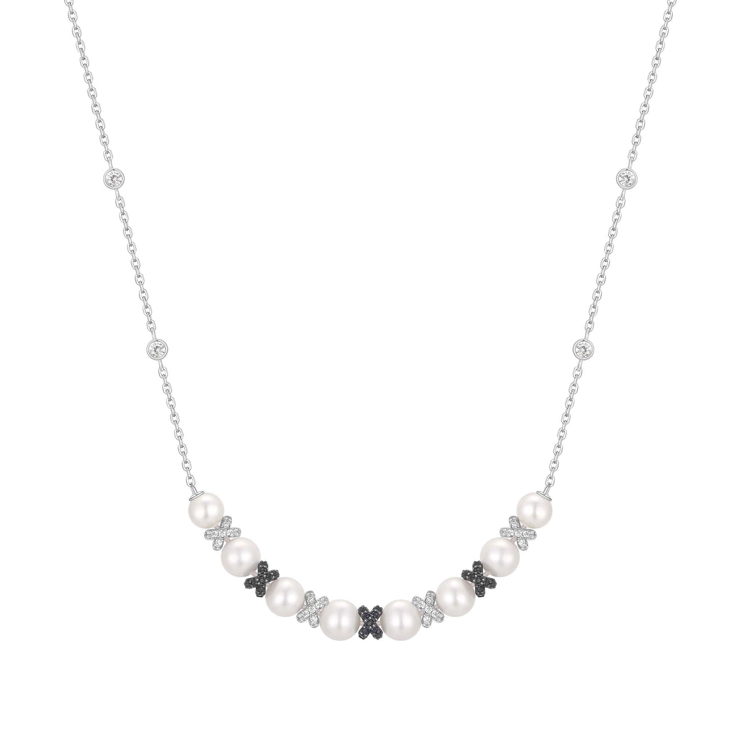 Two-Tone Sparkling Braided Shell Pearl Necklace