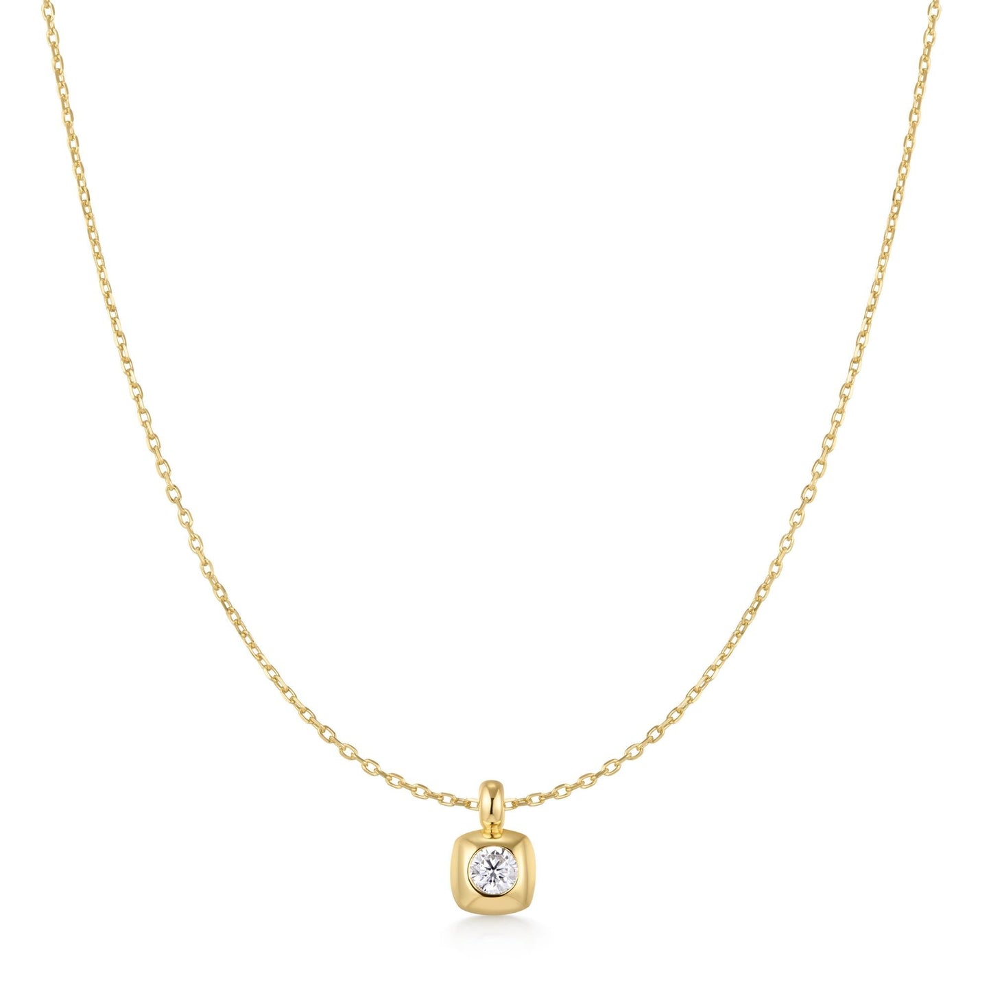 Gold Modern Bezel-Set Solitaire Necklace