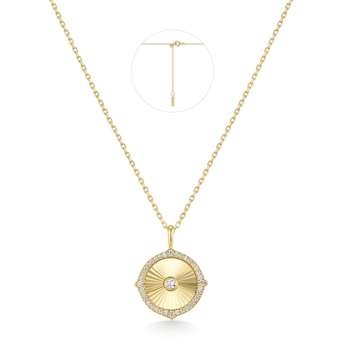 Gold Diamond-Cut Sunny Disc Necklace