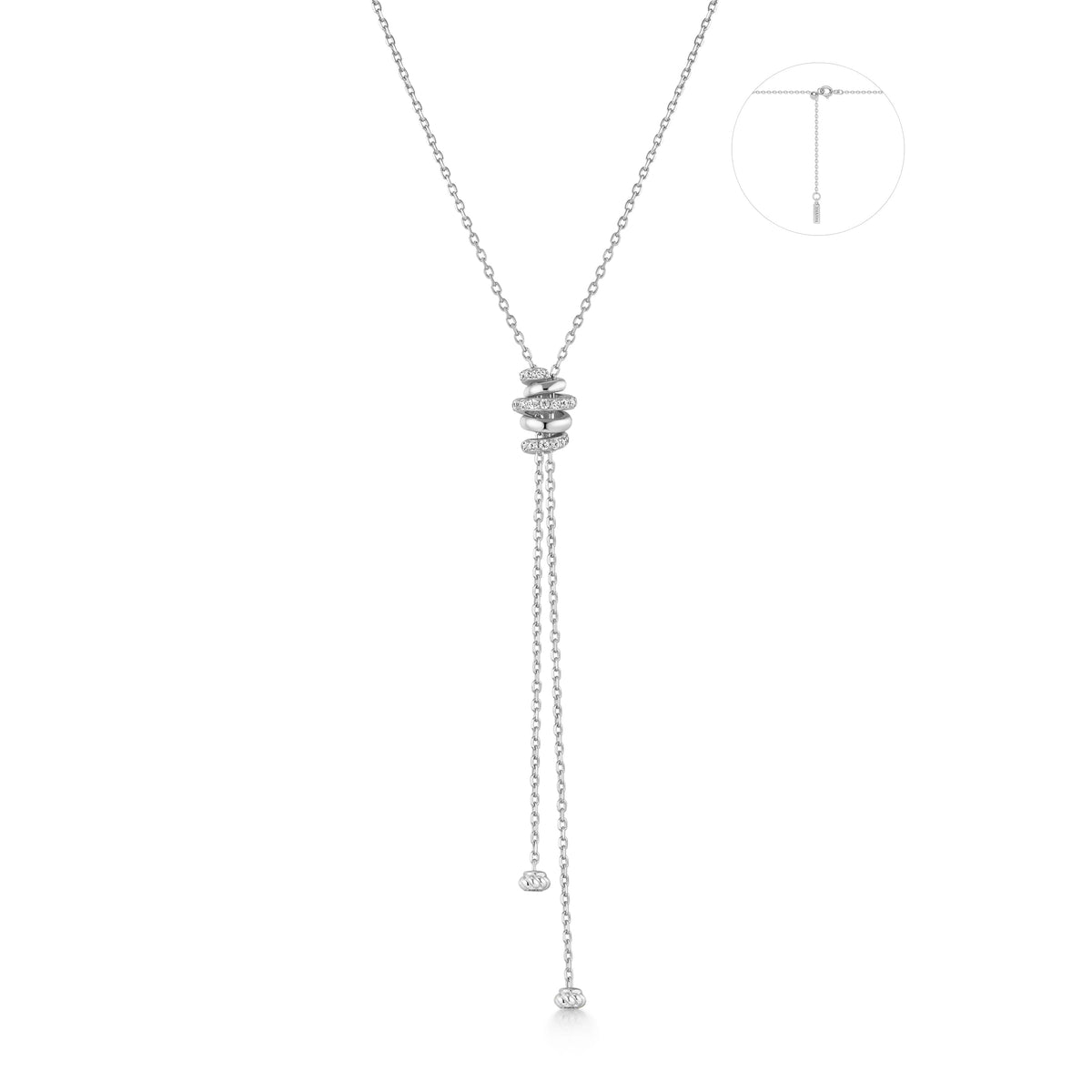 Silver Twisted Rope Lariat Necklace