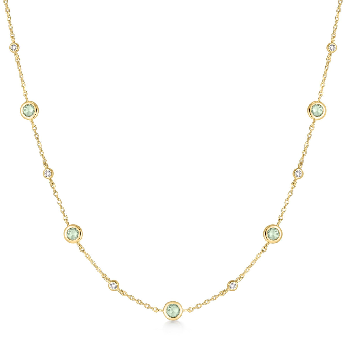 Gold Mint Green Station Necklace