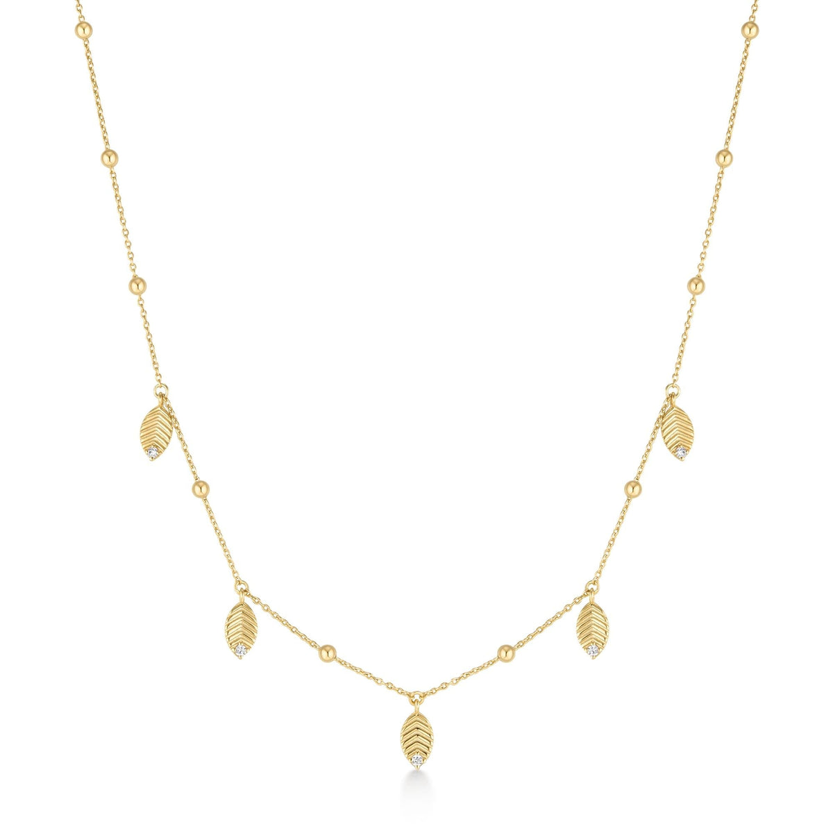 Gold Leaf Station Necklace