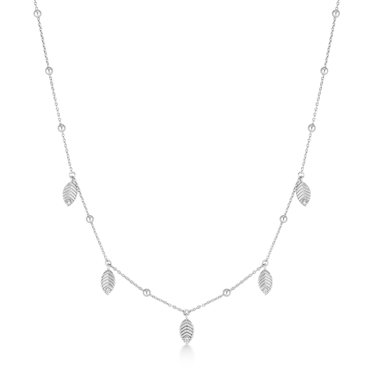 Silver Leaf Station Necklace