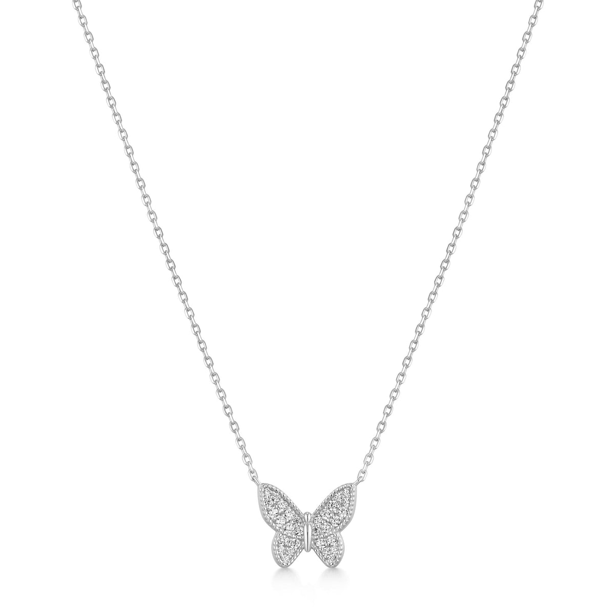 Silver Butterfly Pav¨¦ Necklace