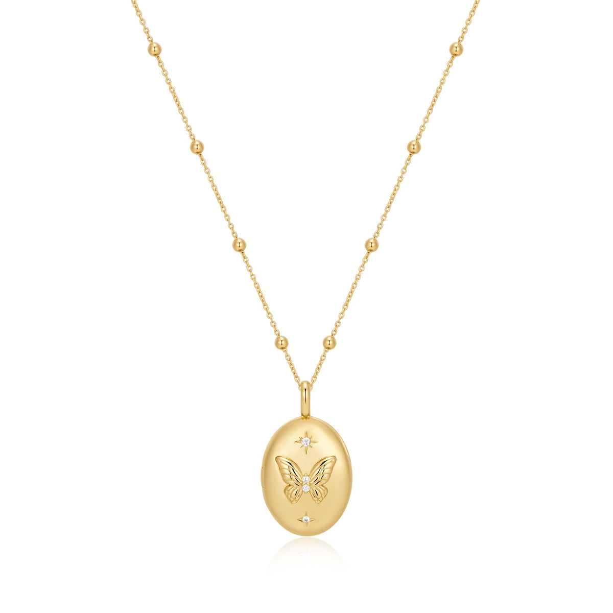 Gold Butterfly Locket Necklace