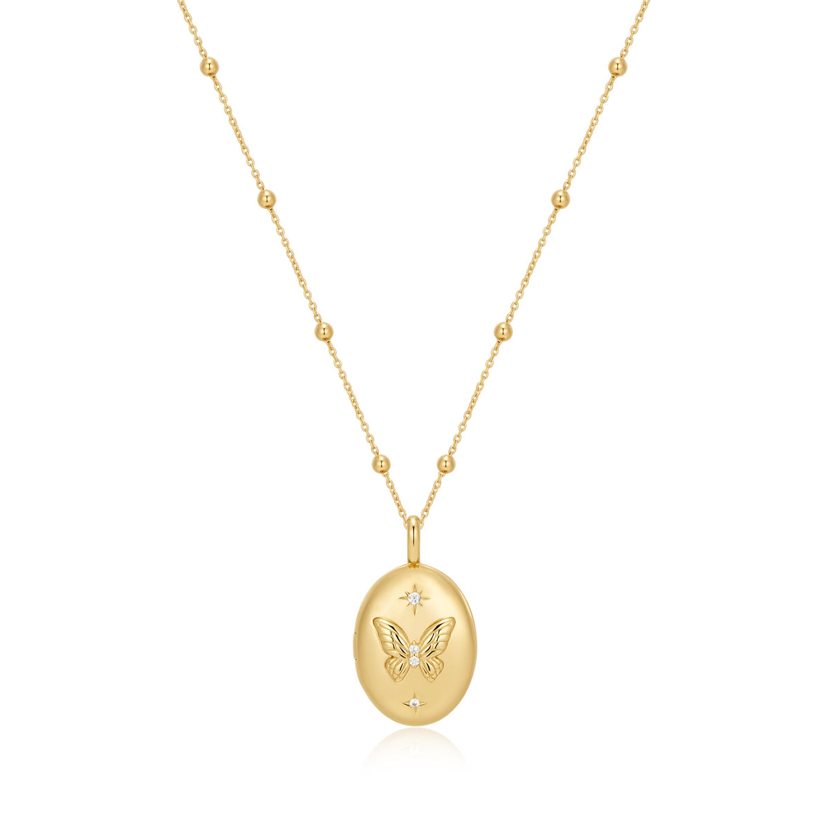 Gold Butterfly Locket Necklace