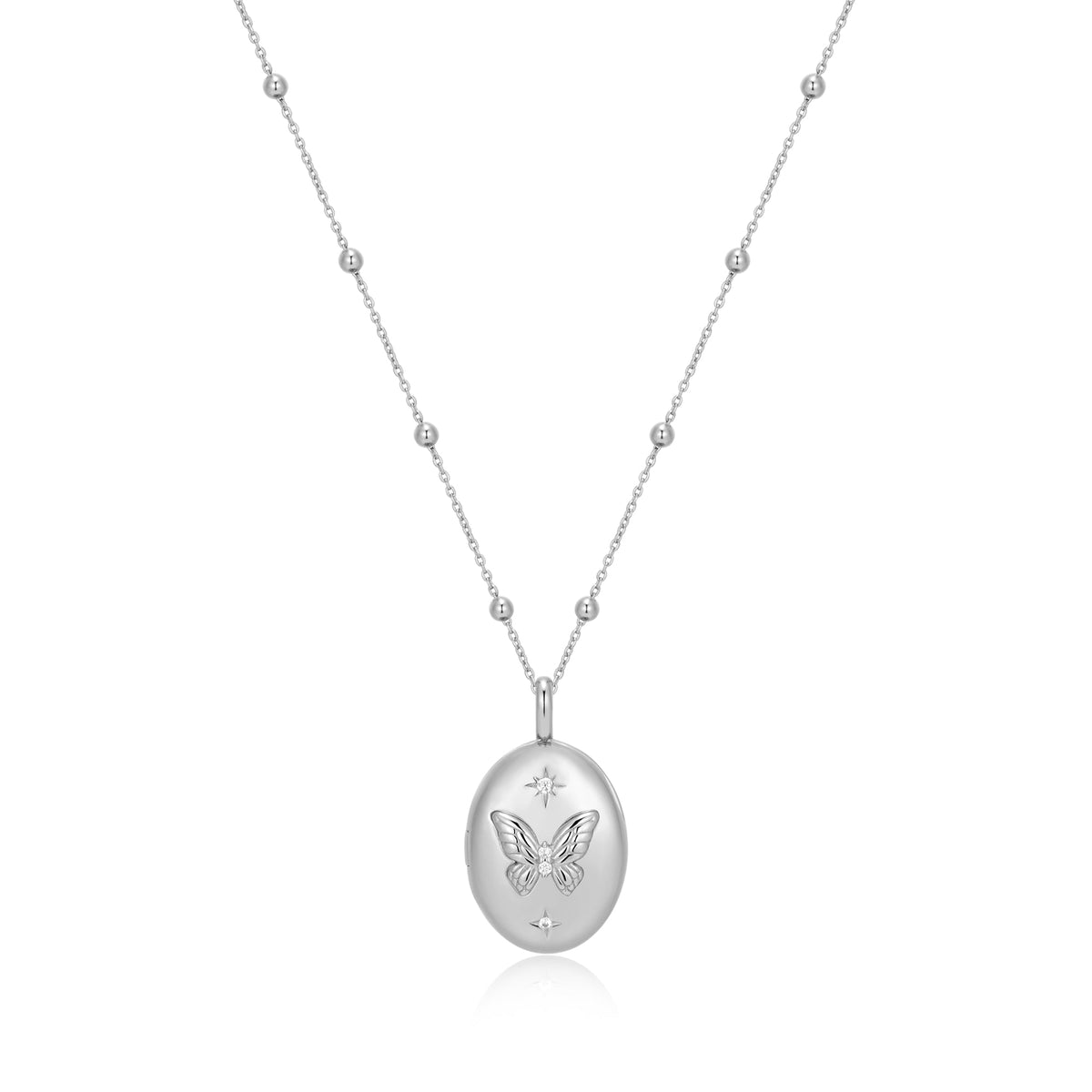 Silver Butterfly Locket Necklace