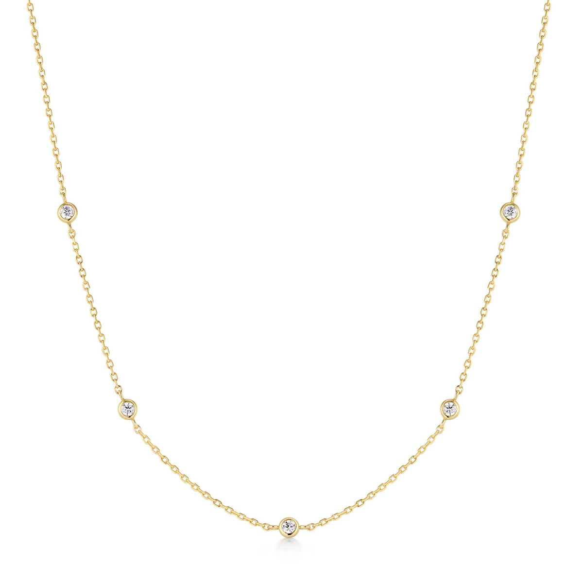 Gold Classic Bezel-Set Station Necklace