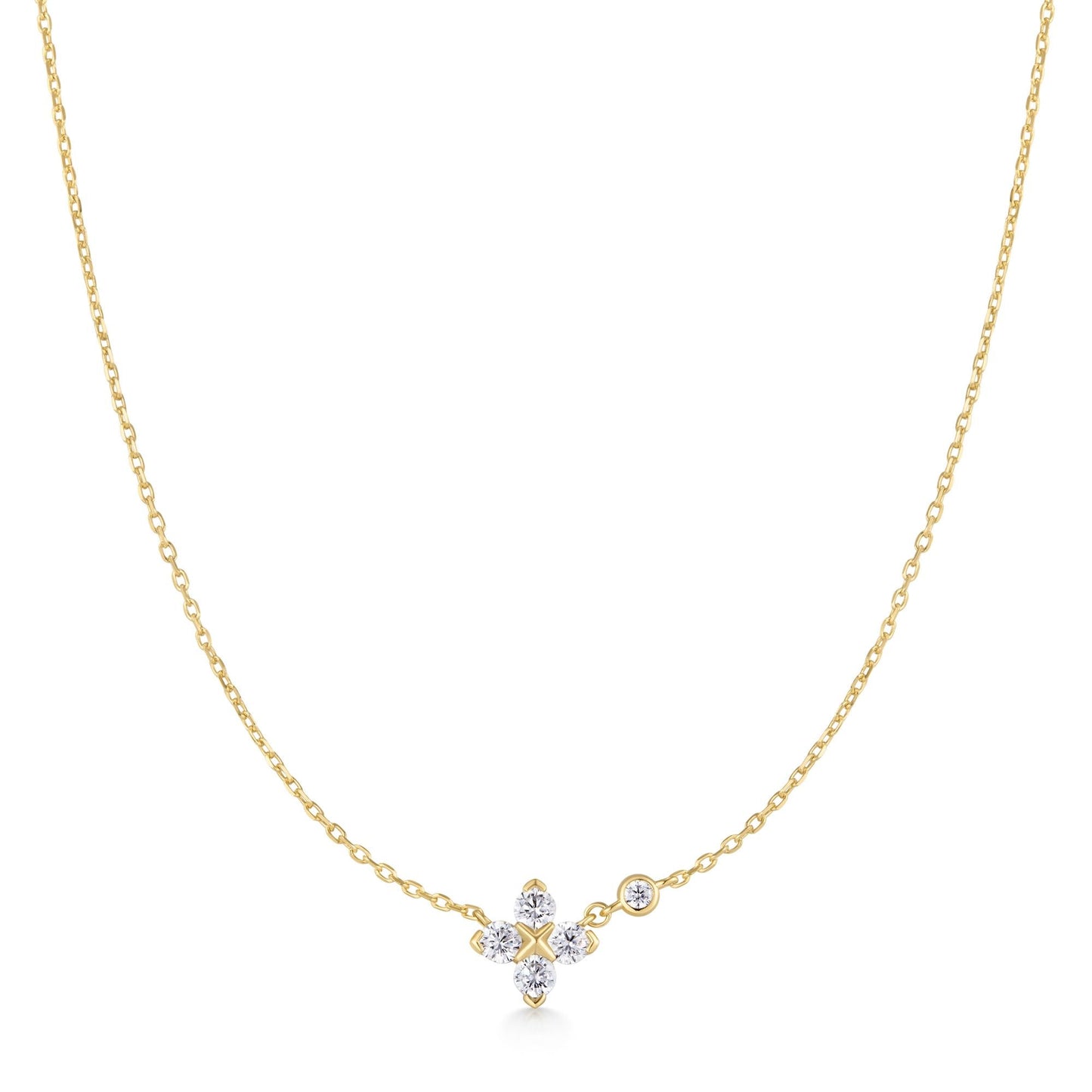 Gold Sparkling Lucky Clover Necklace