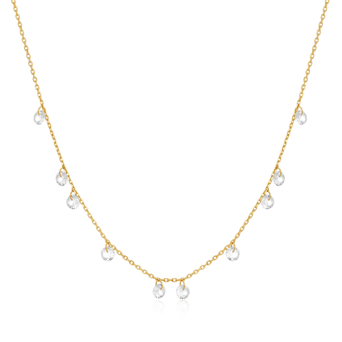 Gold Droplet Station Necklace