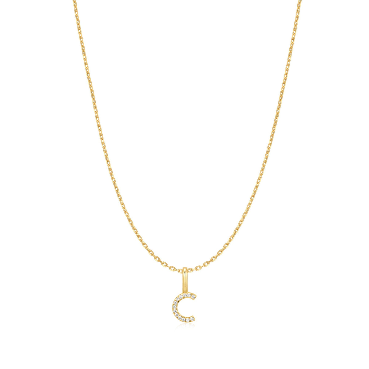 Gold Letter C Initial Necklace