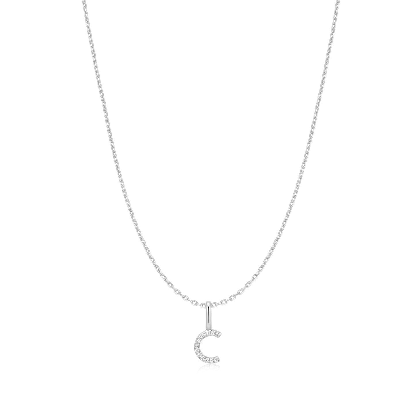 Silver Letter C Initial Necklace