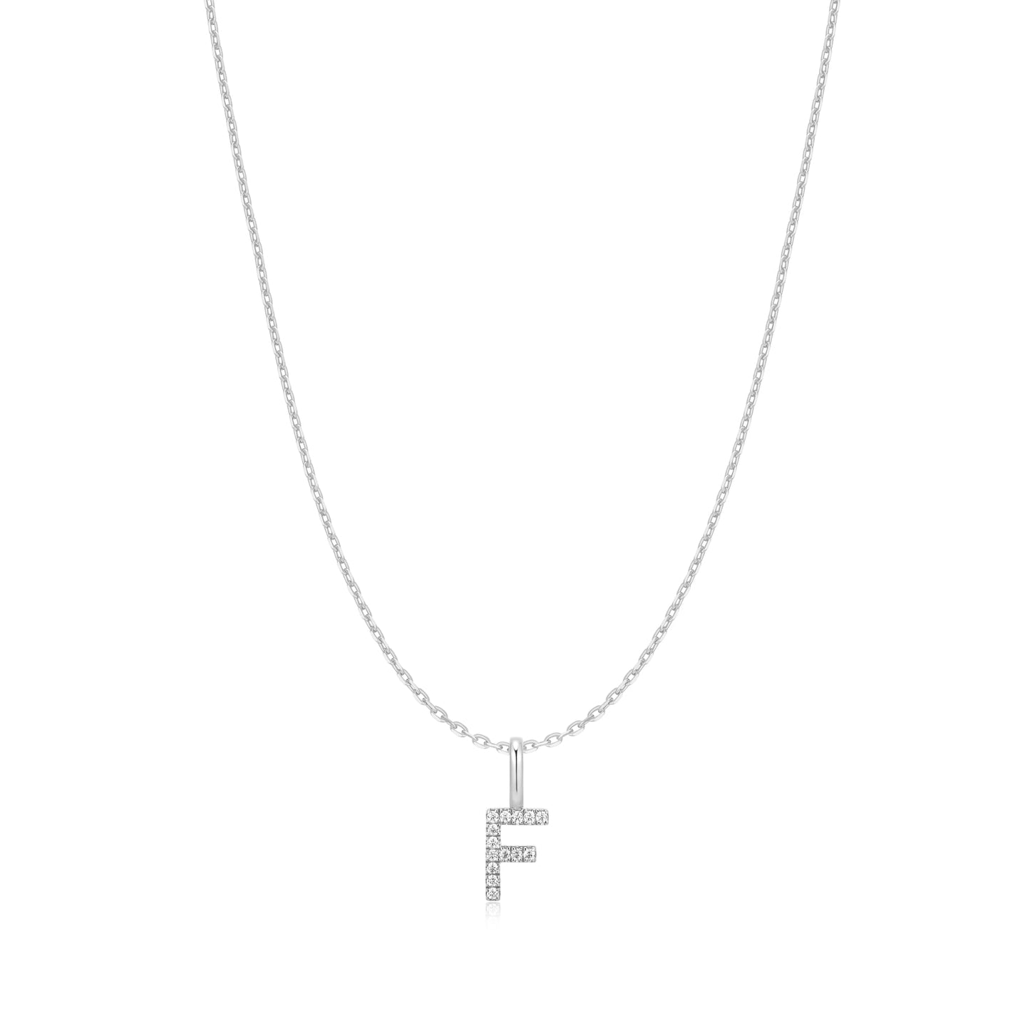 Silver Letter F Initial Necklace