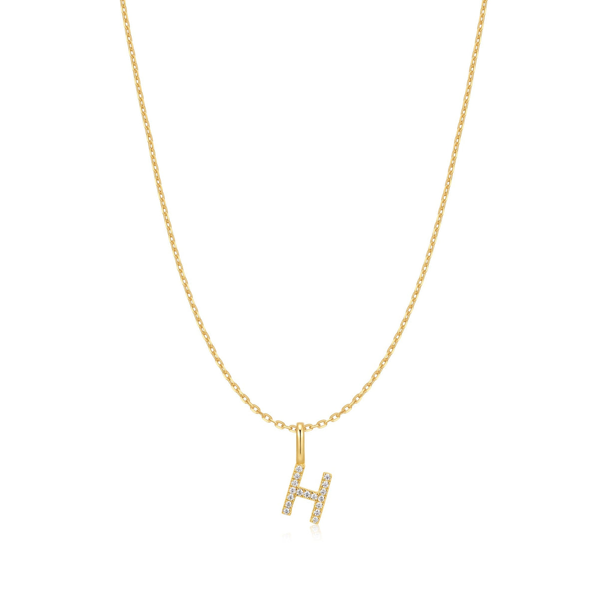 Gold Letter H Initial Necklace