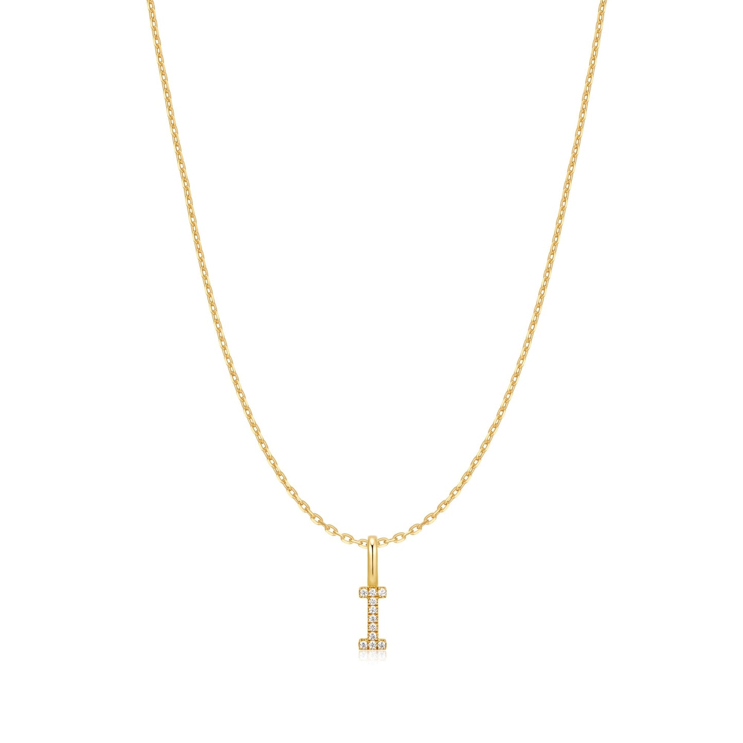 Gold Letter I Initial Necklace