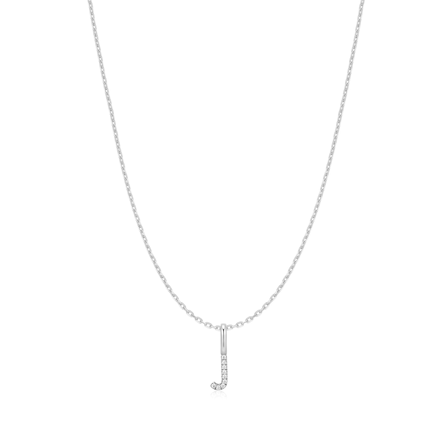 Silver Letter J Initial Necklace