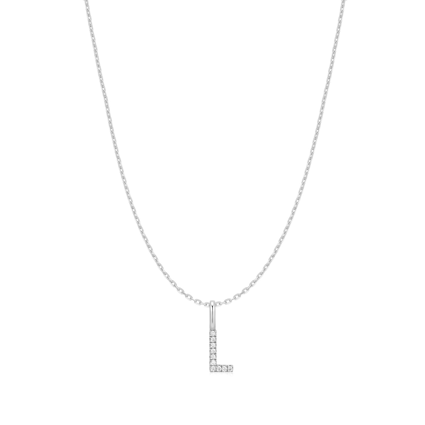 Silver Letter L Initial Necklace