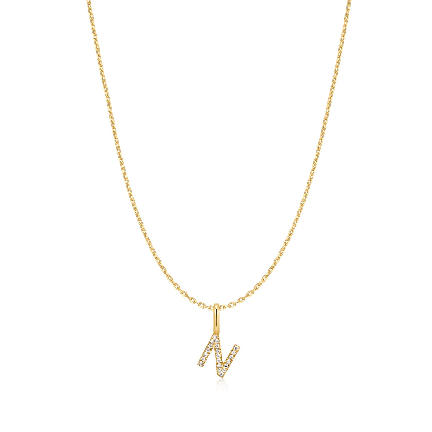 Gold Letter N Initial Necklace