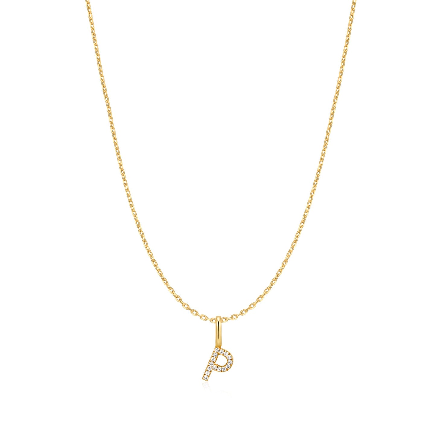 Gold Letter P Initial Necklace