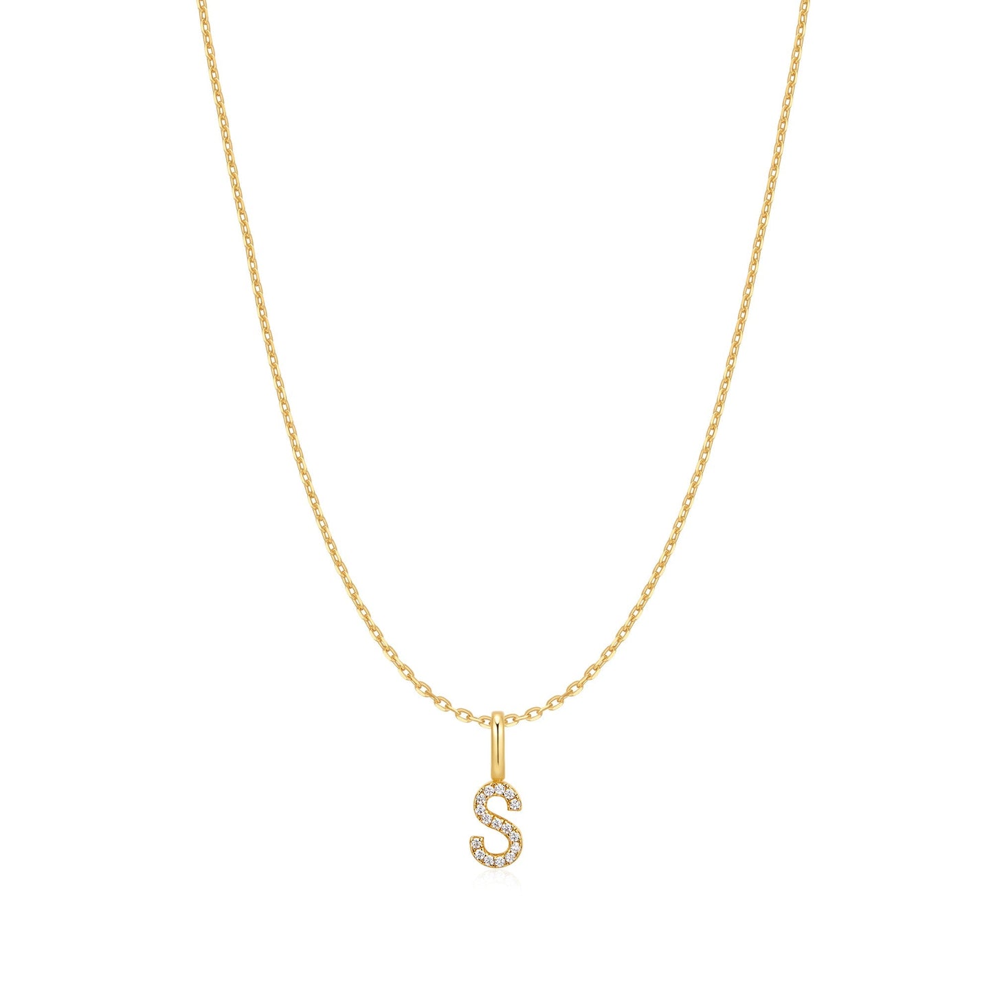 Gold Letter S Initial Necklace