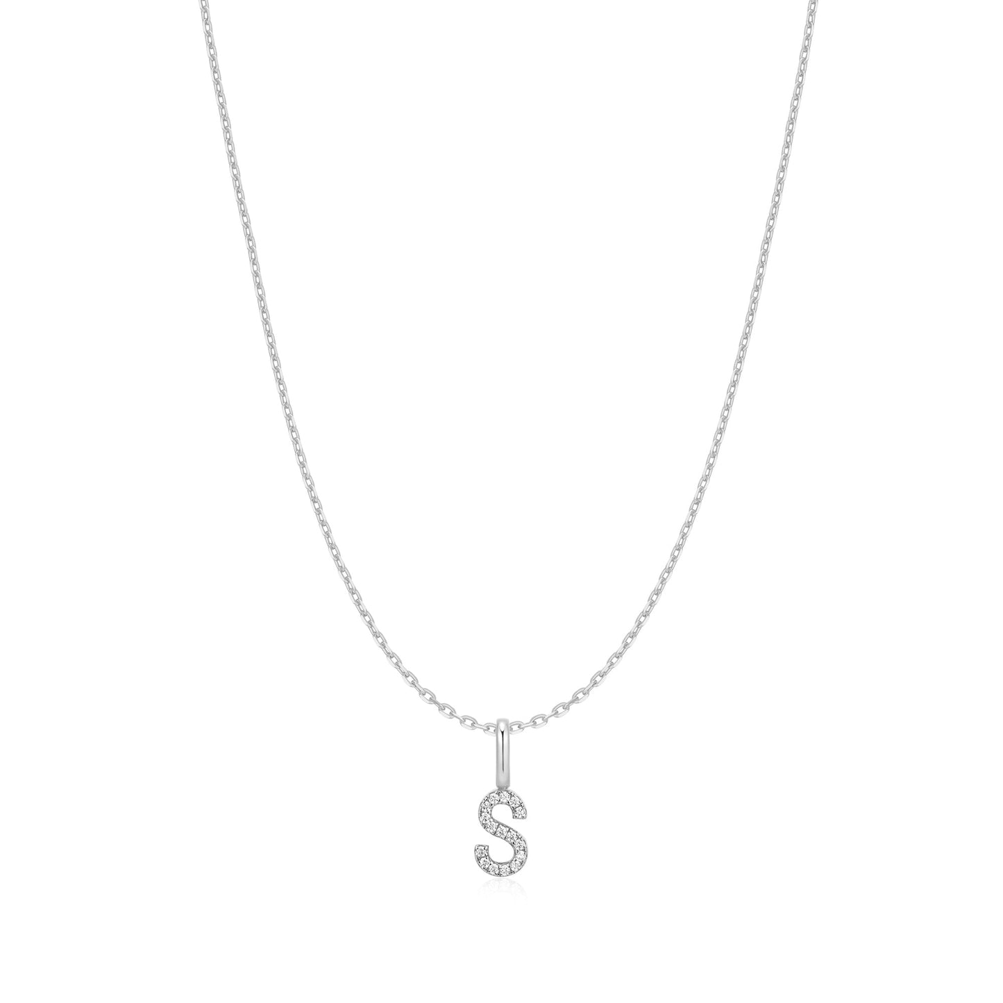 Silver Letter S Initial Necklace