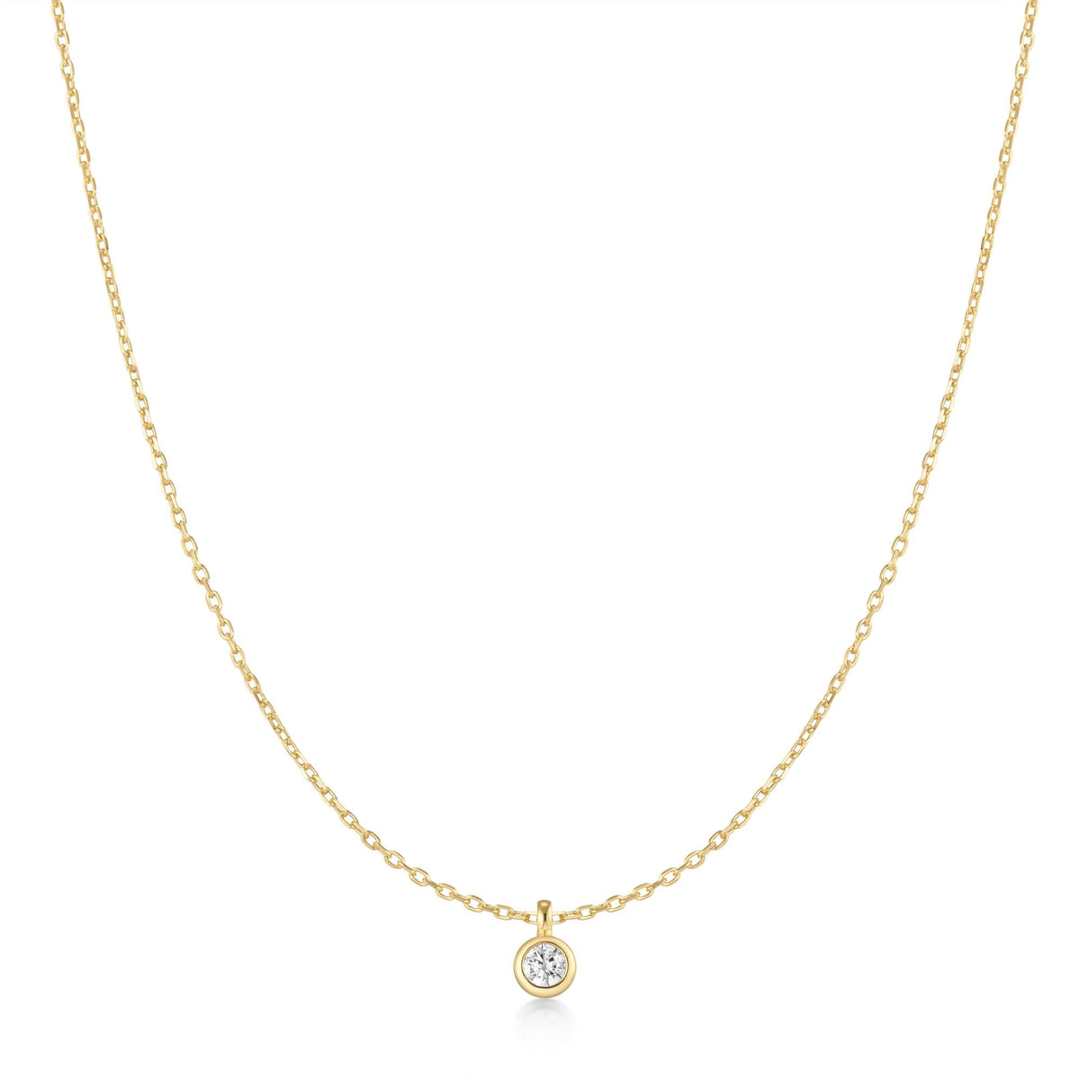 Gold Classic Bezel-Set Solitaire Necklace