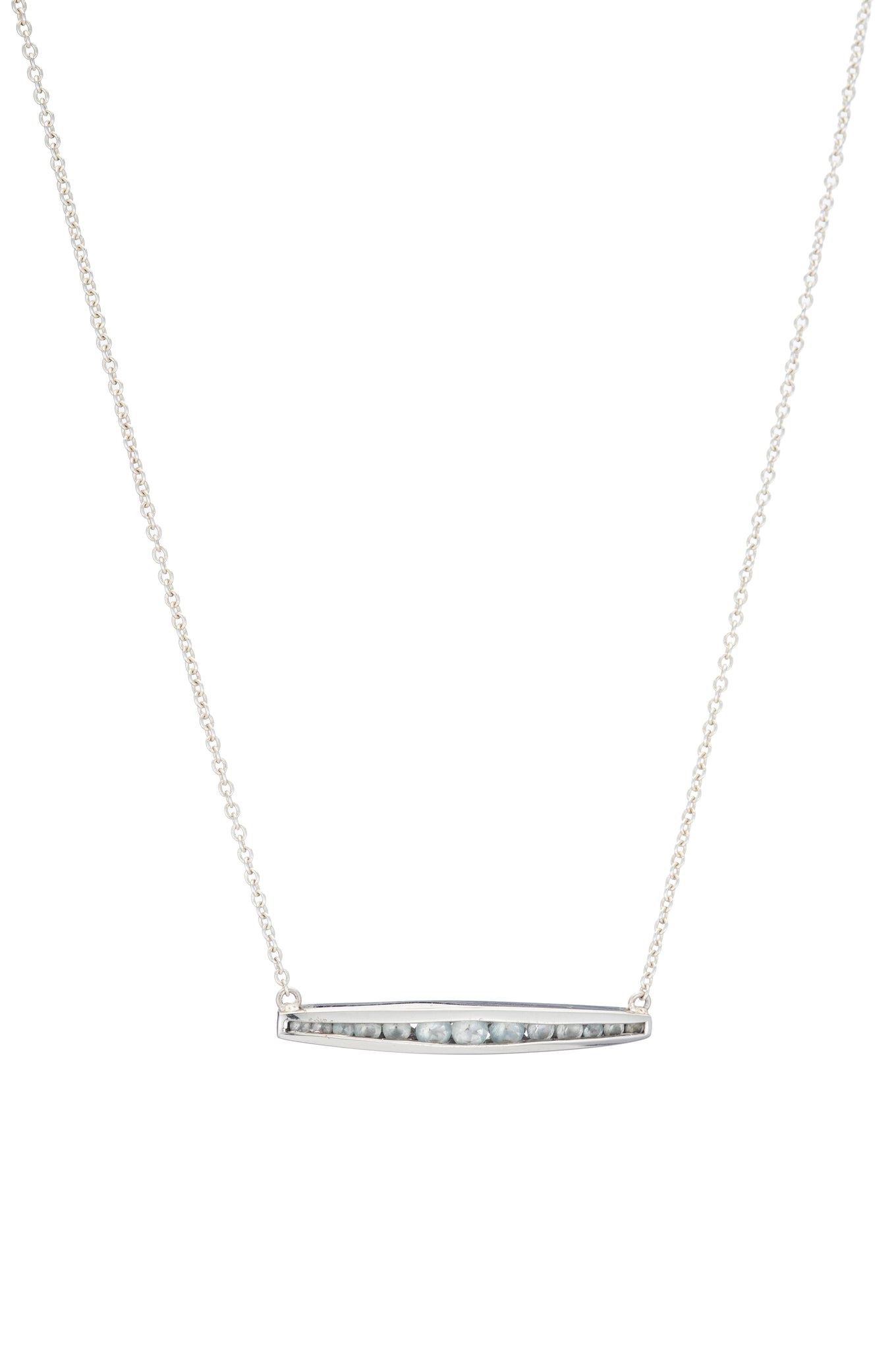 Garnet Channel Sideways Bar Necklace