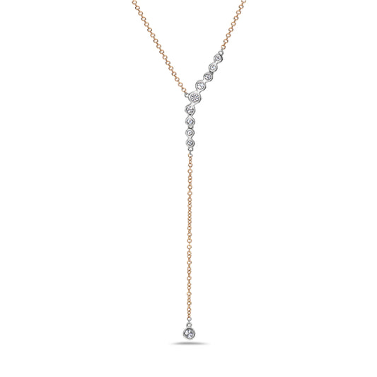 14 Karat Two-tone Diamond Y Necklace