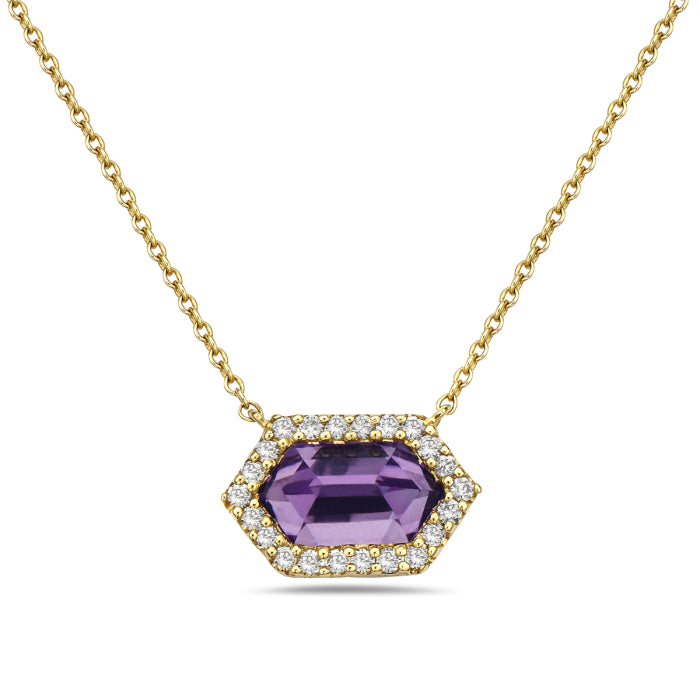 14 Karat Yellow Gold Amethyst Necklace