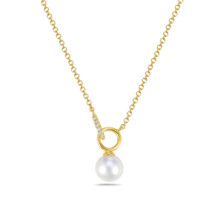 14 Karat Yellow Gold Pearl Drop Pendant Necklace