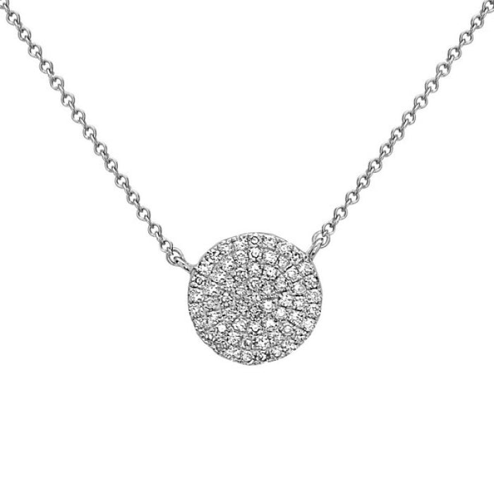 14 Karat White Gold Pavé Diamond Necklace