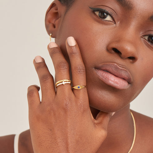 Gold Sparkle Multi Stone Band Ring