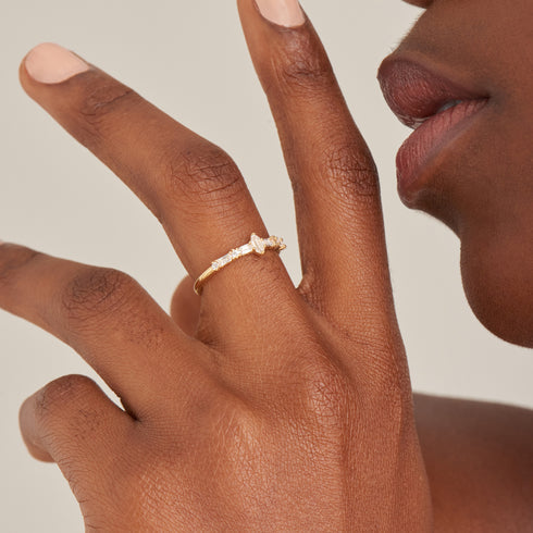 Gold Sparkle Multi Stone Band Ring