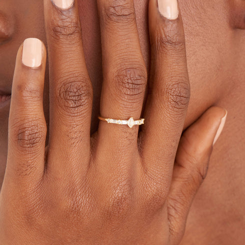 Gold Sparkle Multi Stone Band Ring