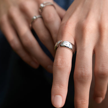 Silver Sparkle Wide Adjustable Ring